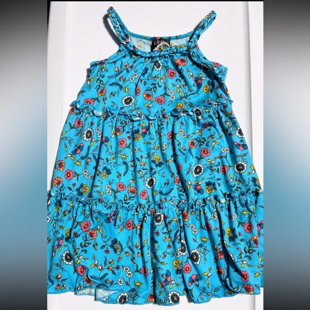 Kids Girls Size XS 4/5 Maxi Dress Set Of 2 Tie Dye Unicorn & Blue Flowers NEW